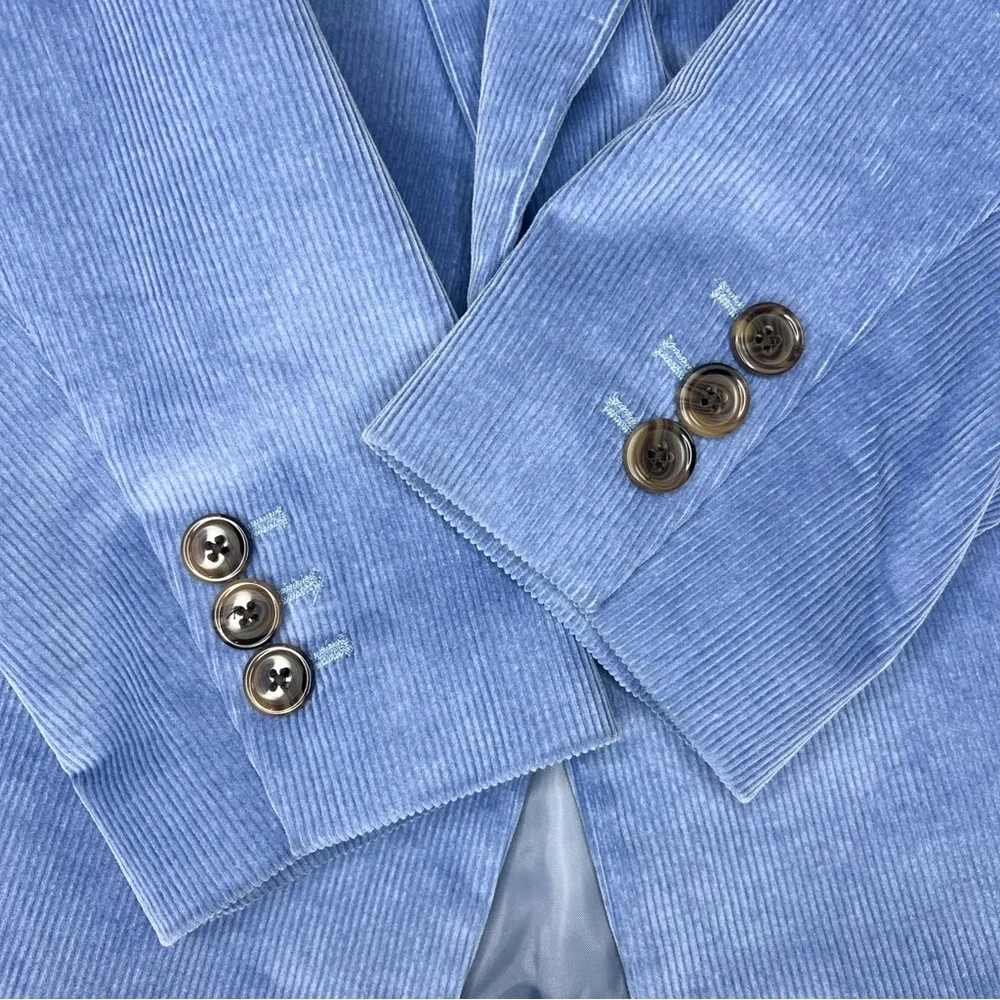 Talbots Corduroy Double Breasted Blazer Blue size 14